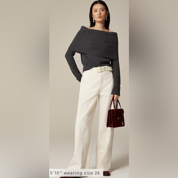 J. Crew Belted mid-rise wide leg jean Ecru wash Relaxed Loose Chic 2024 Size 26 - Picture 3 of 12